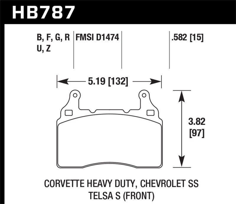 Hawk 15-17 Chevy Corvette Z06 HPS 5.0 Front Brake Pads-SR1 Performance