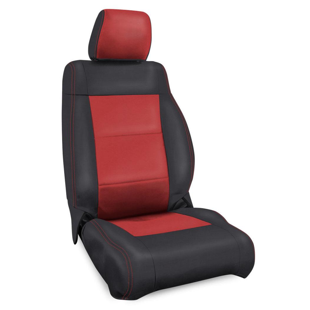 PRP 11-12 Jeep Wrangler JK Front Seat Covers/2 door or 4 door (Pair) - Black/Red-SR1 Performance