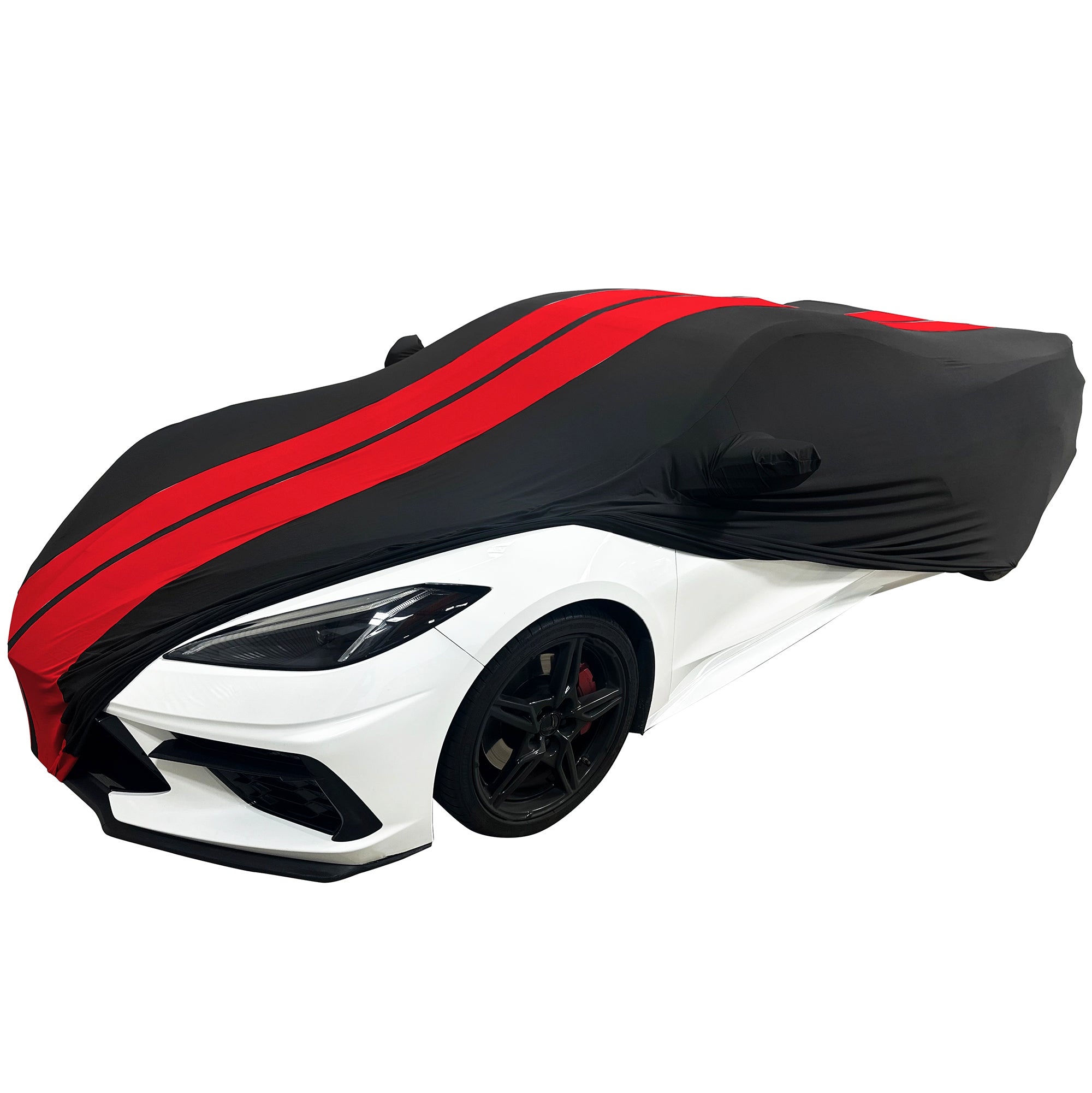 2020-2024 C8 Corvette Ultraguard Stretch Satin Indoor Car Cover with Stripes-SR1 Performance