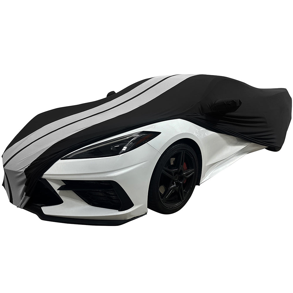 2020-2024 C8 Corvette Ultraguard Stretch Satin Indoor Car Cover with Stripes-SR1 Performance