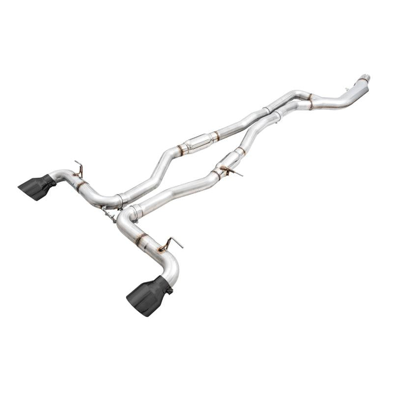 AWE 2020 Toyota Supra A90 Resonated Track Edition Exhaust - 5in Diamond Black Tips-SR1 Performance
