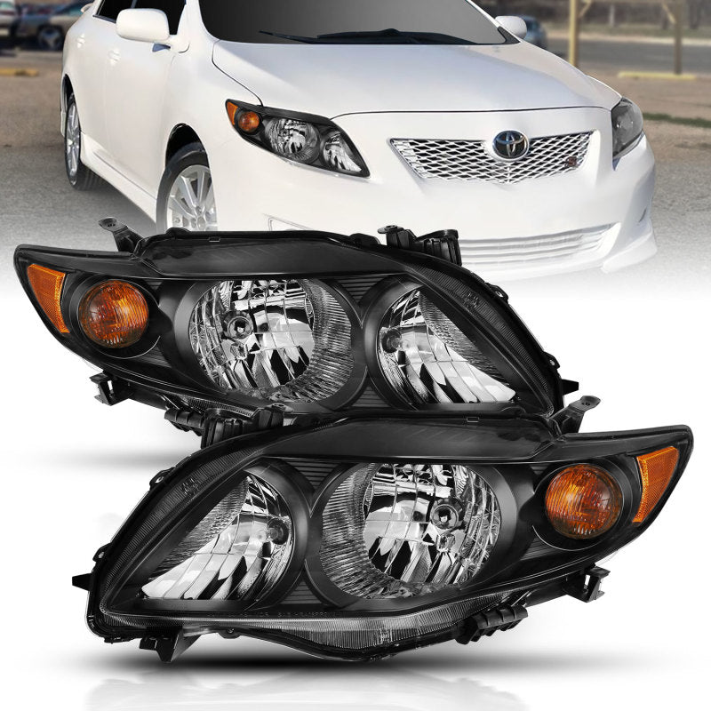 ANZO 2009-2010 Toyota Corolla Crystal Headlight Black Amber-SR1 Performance