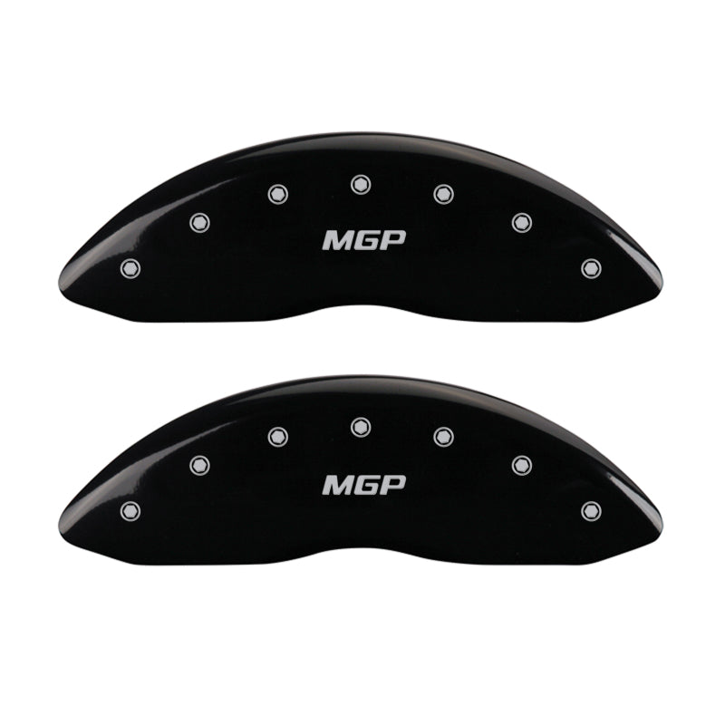 MGP 4 Caliper Covers for Tesla Model S * Black Finish with Silver Engraving Part #56003SMGPBK