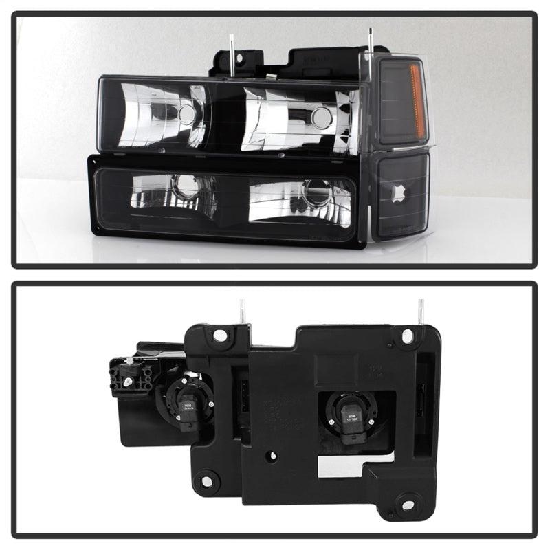 Xtune Chevy Suburban 94-98 Headlights w/ Corner & Parking Lights 8pcs Black HD-JH-CCK88-AM-BK-SET-SR1 Performance
