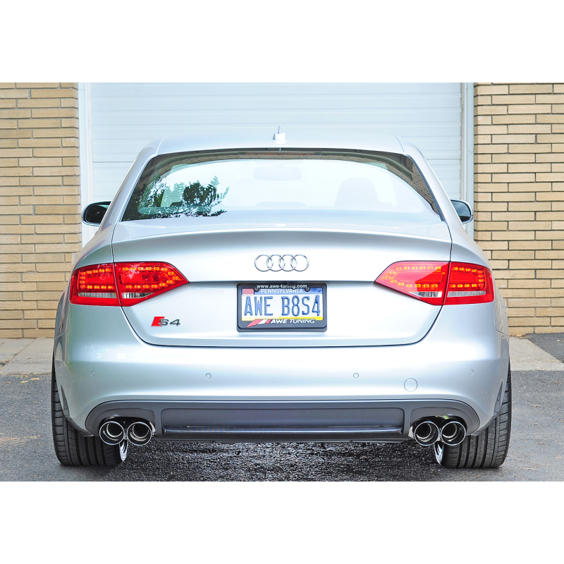 AWE Tuning Audi B8 / B8.5 S4 3.0T Touring Edition Exhaust - Chrome Silver Tips (90mm)-SR1 Performance