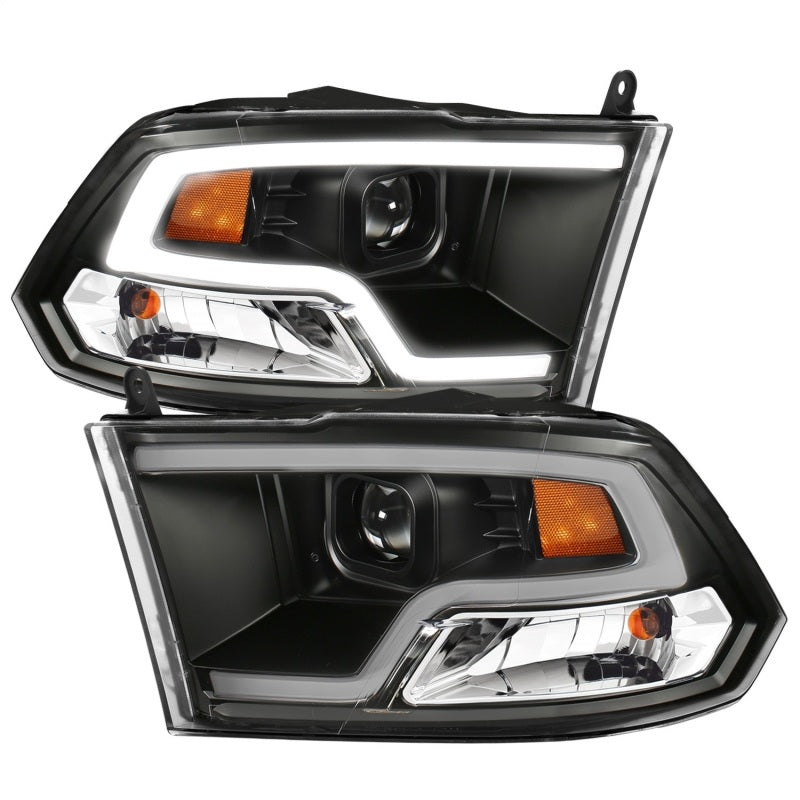 ANZO 09-18 Dodge Ram 1500 Plank Style Projector Headlights with Halo in Black