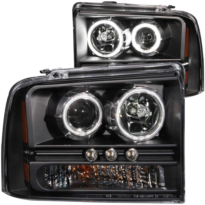 ANZO 2005-2007 Ford Excursion Projector Headlights w/ Halo Black w/ LED Strip (CCFL) 1pc-SR1 Performance