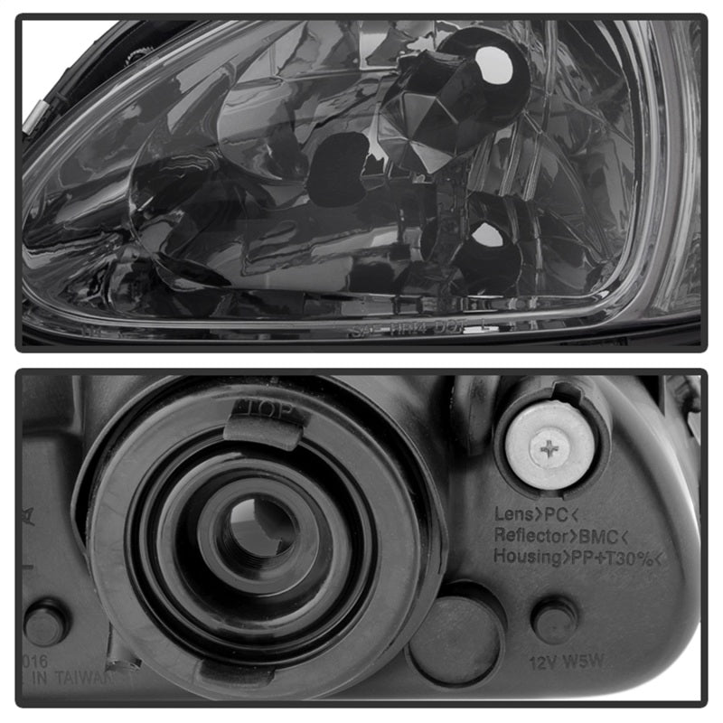 Xtune Honda Del Sol 93-97 1Pc Crystal Headlights Smoke HD-ON-HDEL93-1P-SM-SR1 Performance