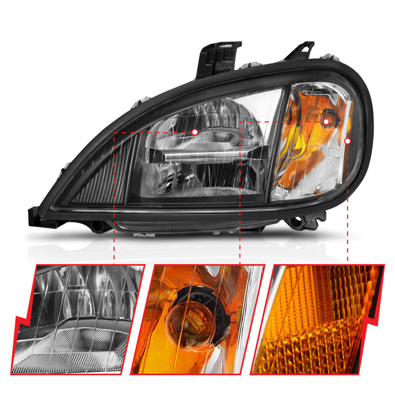 ANZO 1996-2013 Freightliner Columbia LED Crystal Headlights Black Housing w/ Clear Lens (Pair)-SR1 Performance
