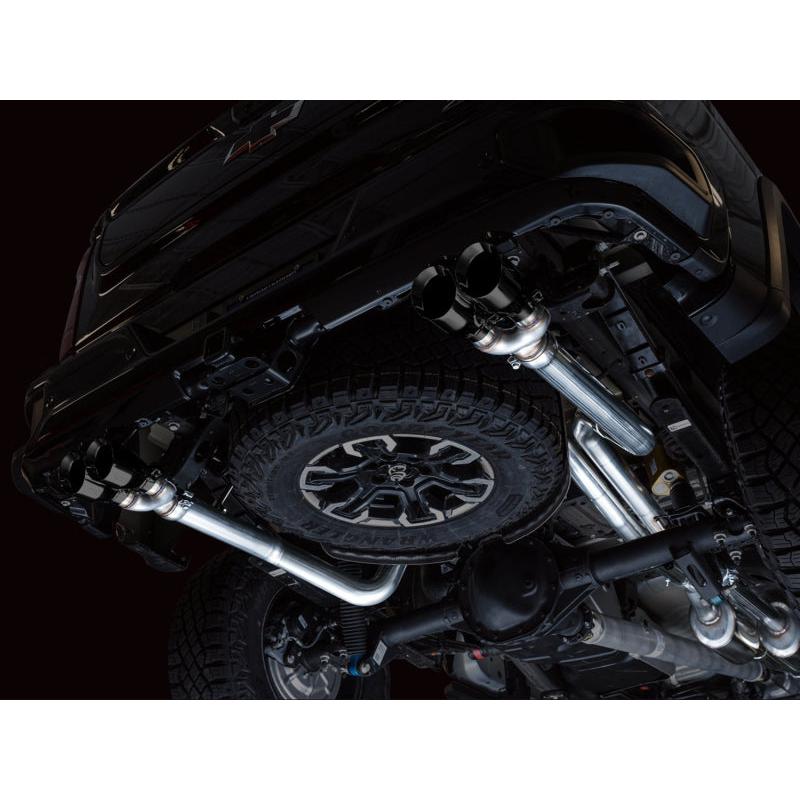 AWE Tuning 22-23 GMC Sierra 1500 AT4X 6.2L 0FG Catback Split Dual (Flat Bumper) - Diamond Black Tips-SR1 Performance