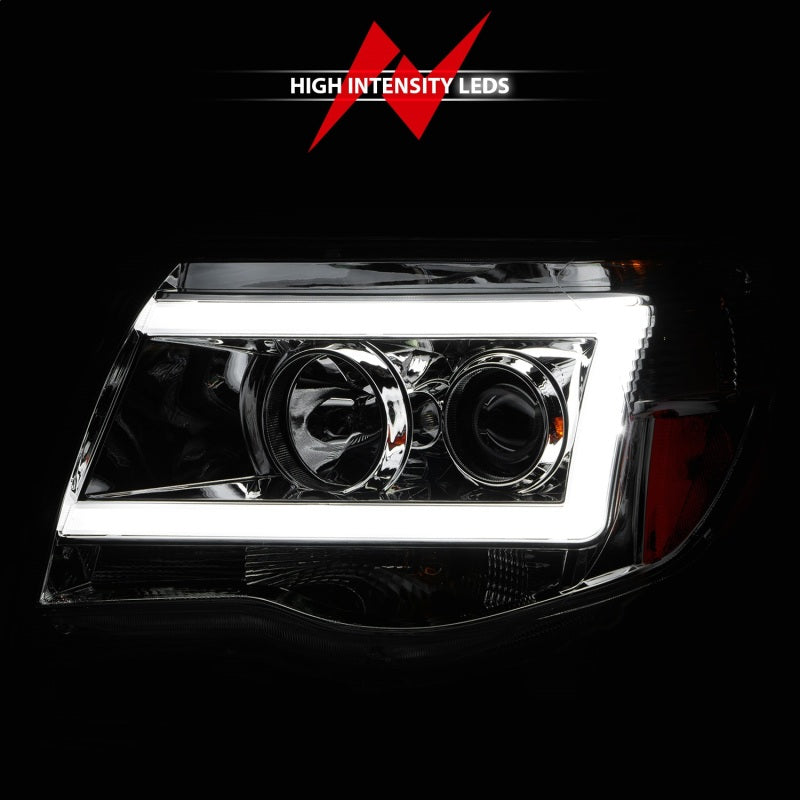 ANZO 2005-2011 Toyota Tacoma Projector Headlights w/ Light Bar Chrome Housing-SR1 Performance