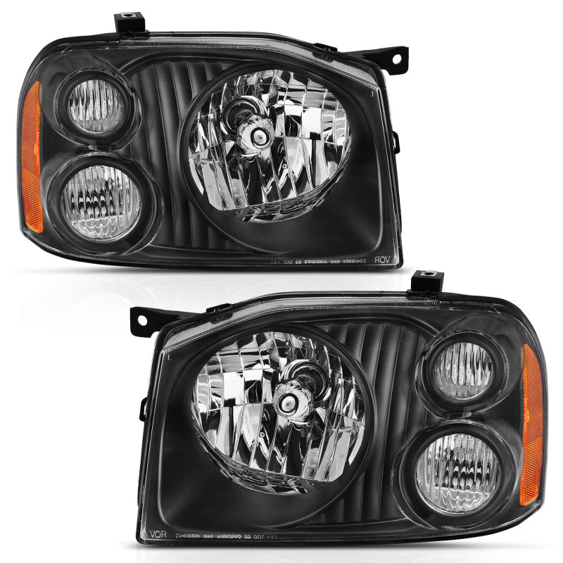 ANZO 2001-2004 Nissan Frontier Se Crystal Headlight Black Amber Reflector-SR1 Performance