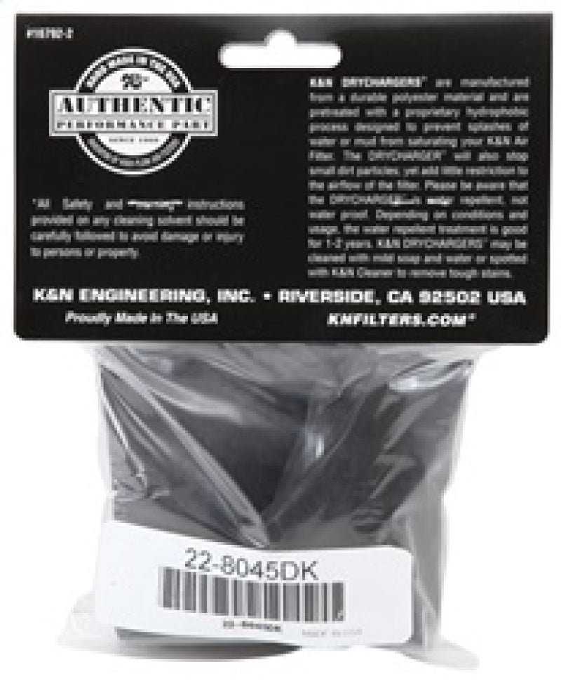 K&N 6in ID x 6inH Closed Top Black DryCharger Air Filter Wrap-SR1 Performance