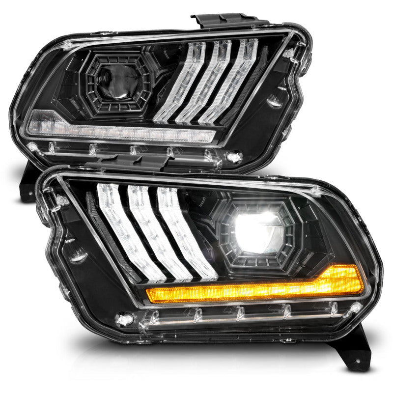 ANZO 13-14 Ford Mustang (w/ Factory HID/Xenon HL only) Projector Headlights w/Light Bar Black-SR1 Performance