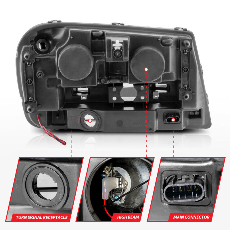 ANZO 02-09 Chevrolet Trailblazer (Will Not Fit 06-09 LT) Projector Headlights w/Halo Black Housing-SR1 Performance