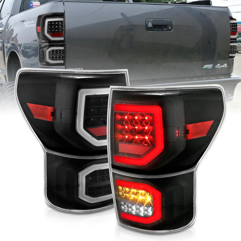 ANZO 2007-2013 Toyota Tundra LED Taillights Plank Style Black w/Clear Lens-SR1 Performance