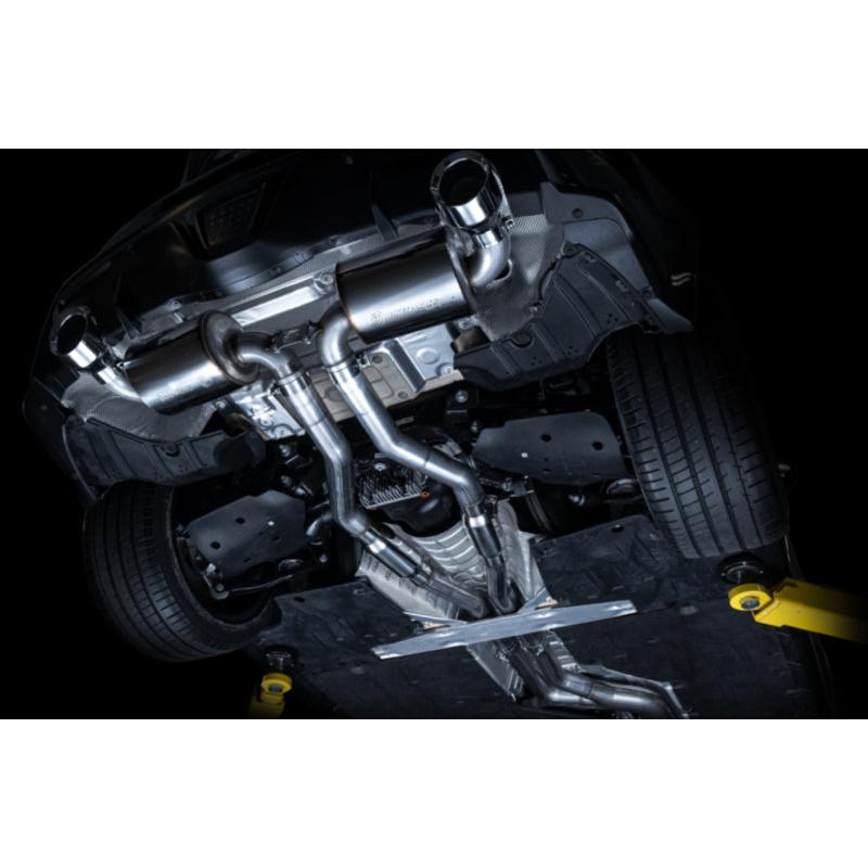 AWE 2020 Toyota Supra A90 Resonated Touring Edition Exhaust - 5in Chrome Silver Tips-SR1 Performance