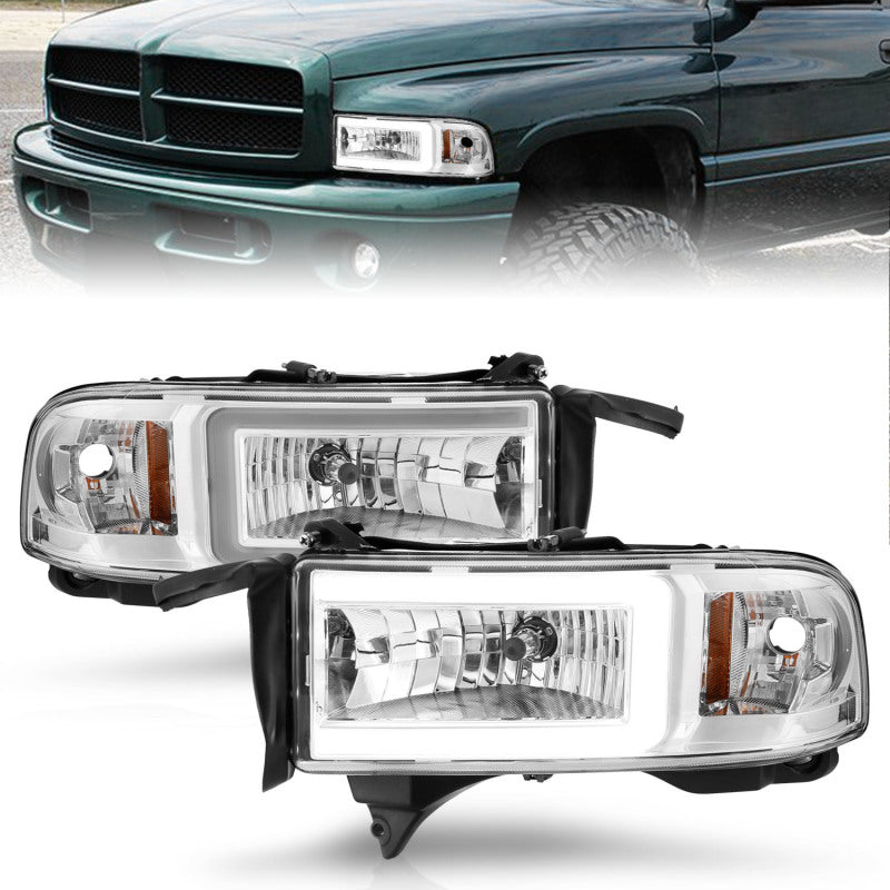 ANZO 94-02 Dodge RAM Crystal Headlight - w/ Light Bar Chrome Housing-SR1 Performance