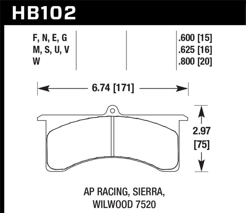 Hawk AP Racing 6 / Wilwood DTC-30 Brake Pads-SR1 Performance