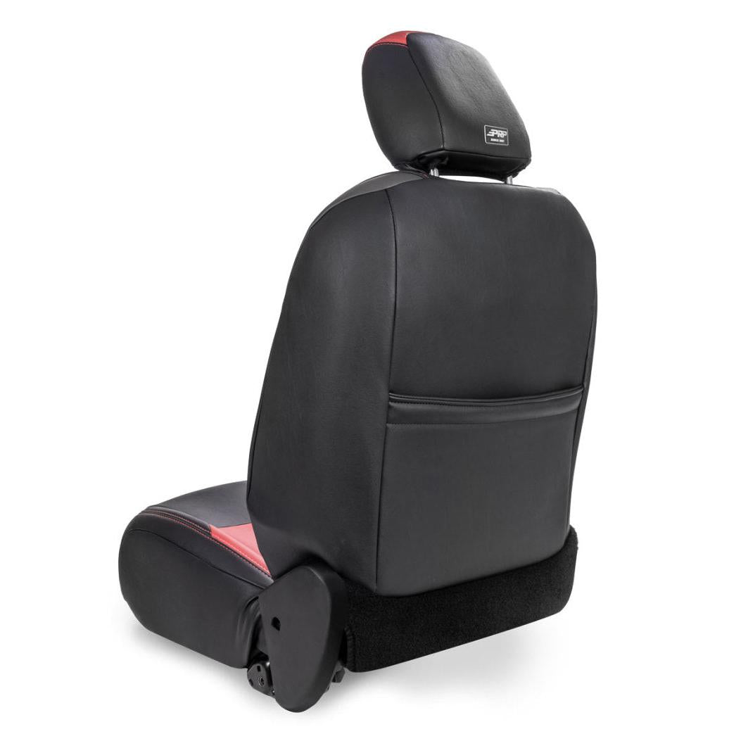 PRP 2018+ Jeep Wrangler JL/2 Door/ Non-Rubicon Front Seat Covers (Pair) - Black w/ Red Stitching-SR1 Performance