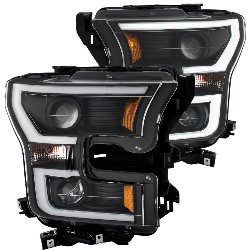 ANZO 2015-2016 Ford F-150 Projector Headlights w/ Plank Style Design Black w/ Amber-SR1 Performance