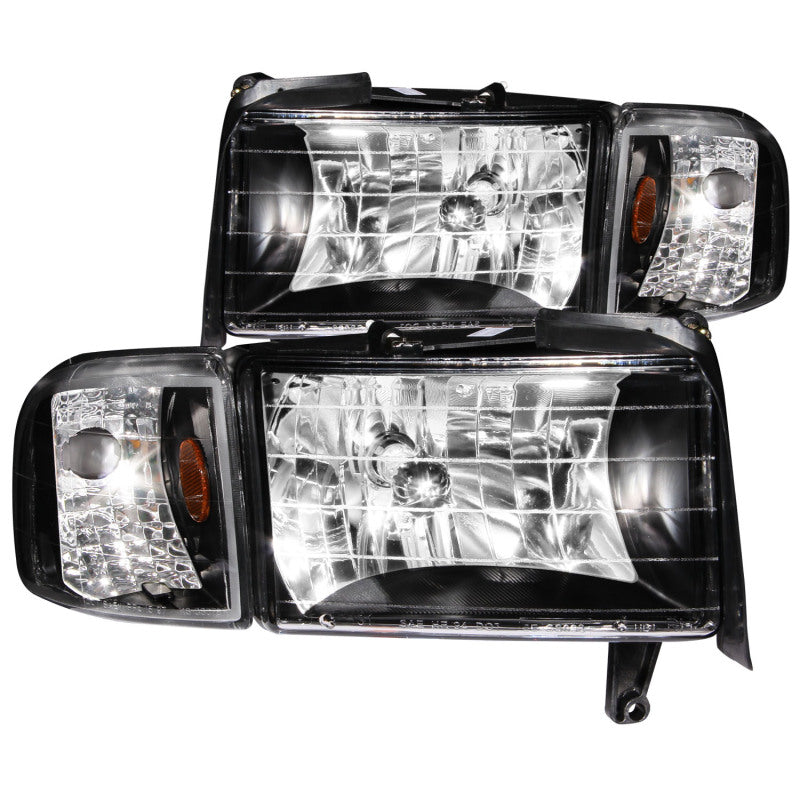 ANZO 1994-2001 Dodge Ram Crystal Headlights Black-SR1 Performance