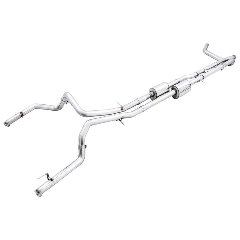 AWE Tuning 22-23 GMC Sierra 1500 AT4X 6.2L 0FG Catback Split Dual (Flat Bumper) - Bashguard(No Tips)-SR1 Performance