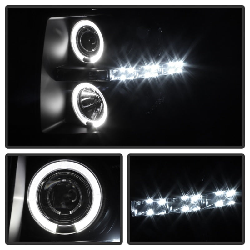 Spyder Chevy Silverado 1500/2500 07-13 Projector Headlights LED Halo LED Blk Smke PRO-YD-CS07-HL-BSM-SR1 Performance