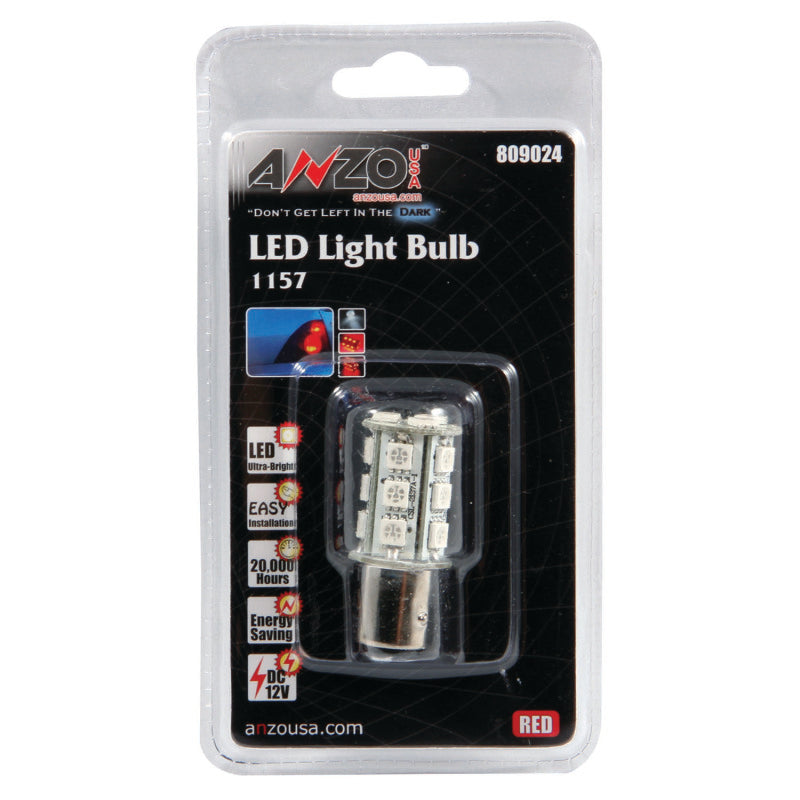 ANZO LED Bulbs Universal LED 1157 Red - 18 LEDs 1 3/4in Tall-SR1 Performance