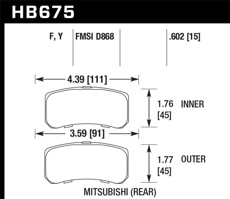 Hawk 09+ Mitsubishi Lancer Ralliart / 08+ Lancer GTS HPS Street Rear Brake Pads-SR1 Performance