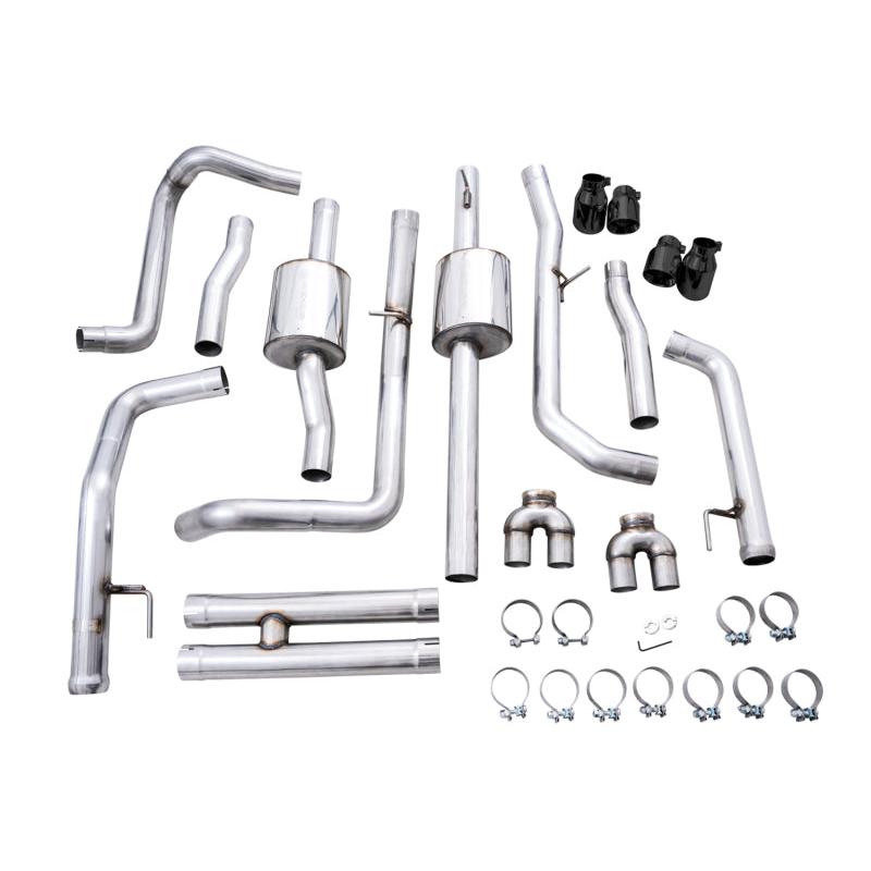 AWE Tuning 4th Gen GM 1500 6.2L 0FG Catback Split Rear Exit (w/ Bumper Cutouts) - Quad Diamond Tips-SR1 Performance