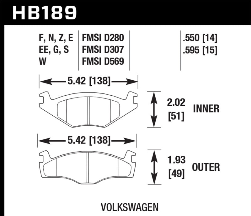 Hawk Blue 9012 Brake Pads Volkswagen-SR1 Performance