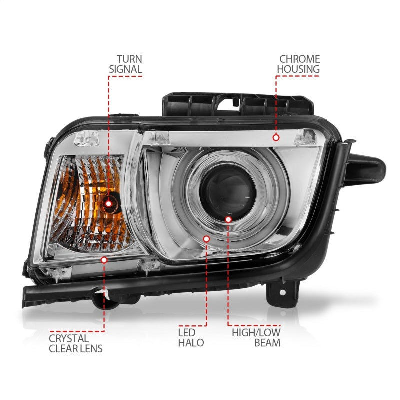 ANZO 2010-2013 Chevrolet Camaro Projector Headlights w/ Halo Chrome (CCFL)-SR1 Performance