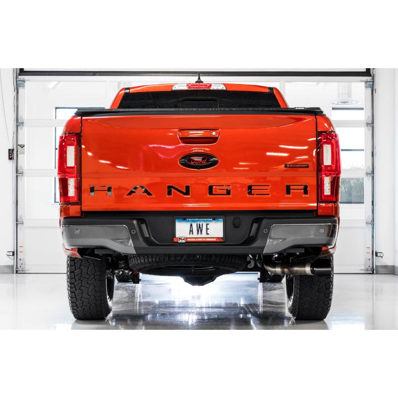 AWE Tuning 2019+ Ford Ranger 0FG Performance Exhaust System w/Diamond Black Tips & Rock Guard-SR1 Performance