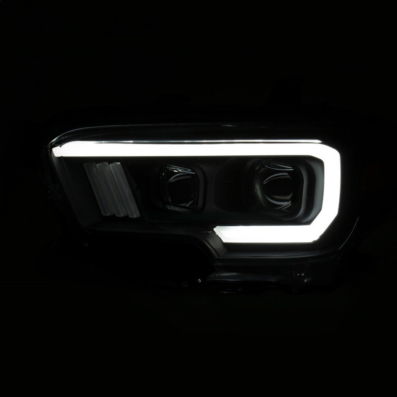 ANZO 2016-2017 Toyota Tacoma Projector Headlights w/ Plank Style Switchback Black w/ Amber w/ DRL-SR1 Performance