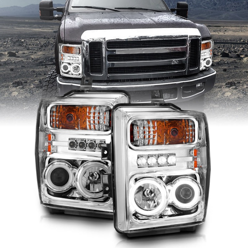 ANZO 2008-2010 Ford F-250 Projector Headlights w/ Halo Chrome (CCFL)-SR1 Performance