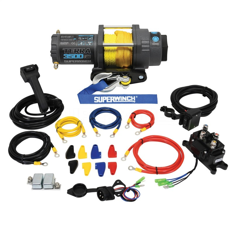 Superwinch 3500 LBS 12V DC 7/32in x 32ft Synthetic Rope Terra 3500SR Winch - Gray Wrinkle-SR1 Performance