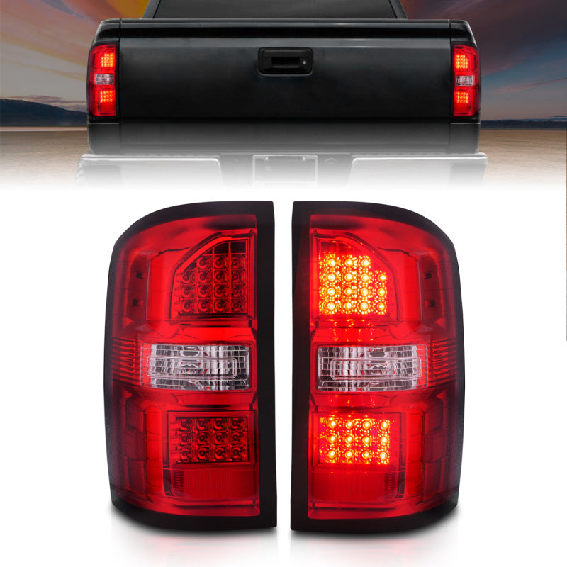 ANZO 2014-2018 GMC Sierra LED Tail Lights Black Housing Red/Clear Lens-SR1 Performance