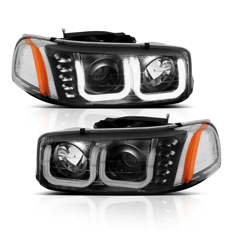 ANZO 1999-2006 Gmc Sierra 1500 Projector Headlights w/ U-Bar Black-SR1 Performance