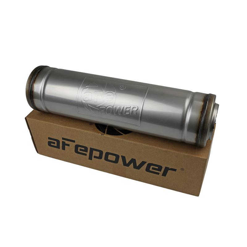 aFe MACH Force-Xp 409 SS Muffler 3in Center/Center 18in L X 5in Dia - Round Body-SR1 Performance