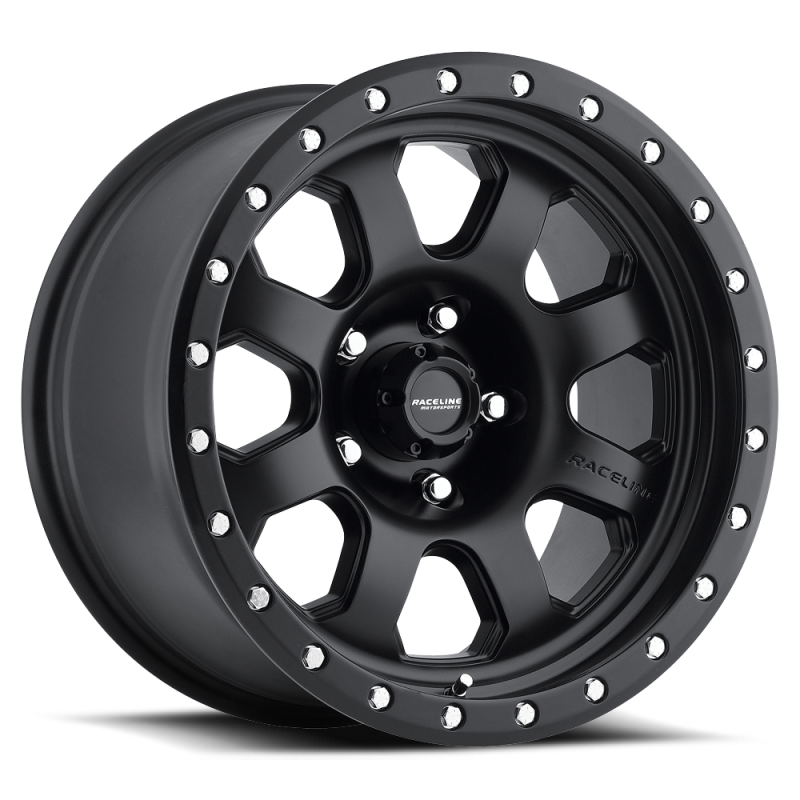 Raceline 929B Avenger 17x9 Inch Satin Black Wheel with 8x165.1 Bolt Pattern and 20mm Offset