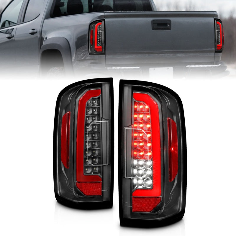 ANZO 15-21 Chevrolet Colorado Full LED Tail Lights w/ Red Lightbar Black Housing Clear Lens-SR1 Performance