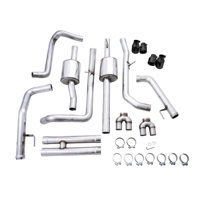 AWE Tuning 22-23 GMC Sierra 1500 AT4X 6.2L 0FG Catback Split Dual (Flat Bumper) - Diamond Black Tips-SR1 Performance