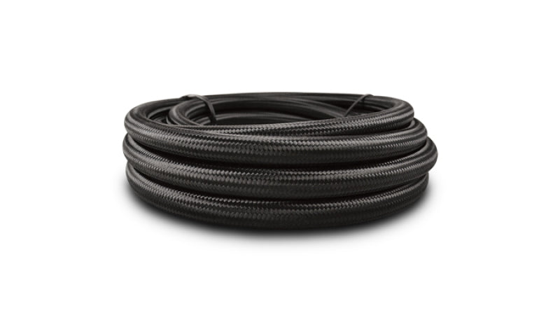 Vibrant -6 AN Black Nylon Braided Flex Hose w/ PTFE liner (20FT long)