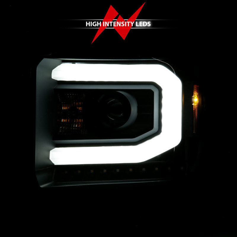ANZO 2014-2015 GMC Sierra 1500 Projector Headlights w/ Light Bar Black Housing (Halogen Type)-SR1 Performance