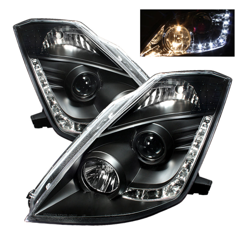 Spyder Nissan 350Z 03-05 Projector Headlights Halogen Model Only - DRL Black PRO-YD-N350Z02-DRL-BK-SR1 Performance