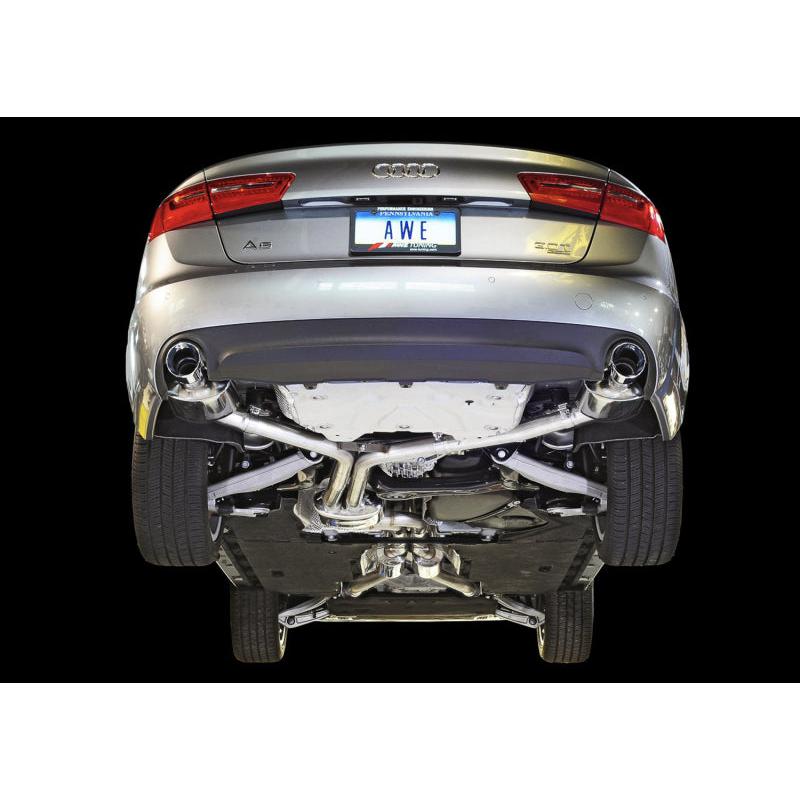 AWE Tuning Audi C7 A6 3.0T Touring Edition Exhaust - Dual Outlet Chrome Silver Tips-SR1 Performance