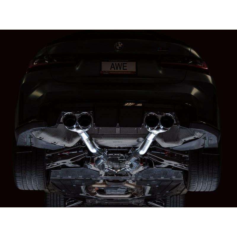 AWE Track Edition Catback Exhaust for BMW G8X M3/M4 - Chrome Silver Tips-SR1 Performance