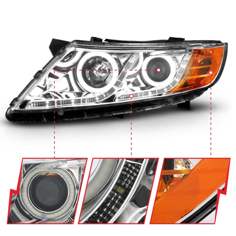 ANZO 2011-2013 Kia Optima Projector Headlights w/ Halo Chrome (CCFL)-SR1 Performance