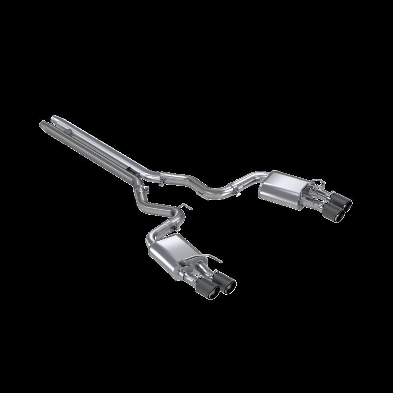 MBRP 18-20 Ford Mustang GT 5.0 w/ Quad Tip Active Exhaust Cat Back Split Rear T304 w/ Carb Fib Tips-SR1 Performance